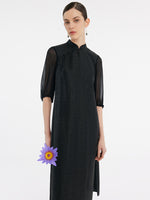 18 Momme Xiang Yun Silk Cheongsam Women Midi Qipao Dress GOELIA