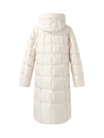 Patchwork Hooded Long Goose Down Coat GOELIA