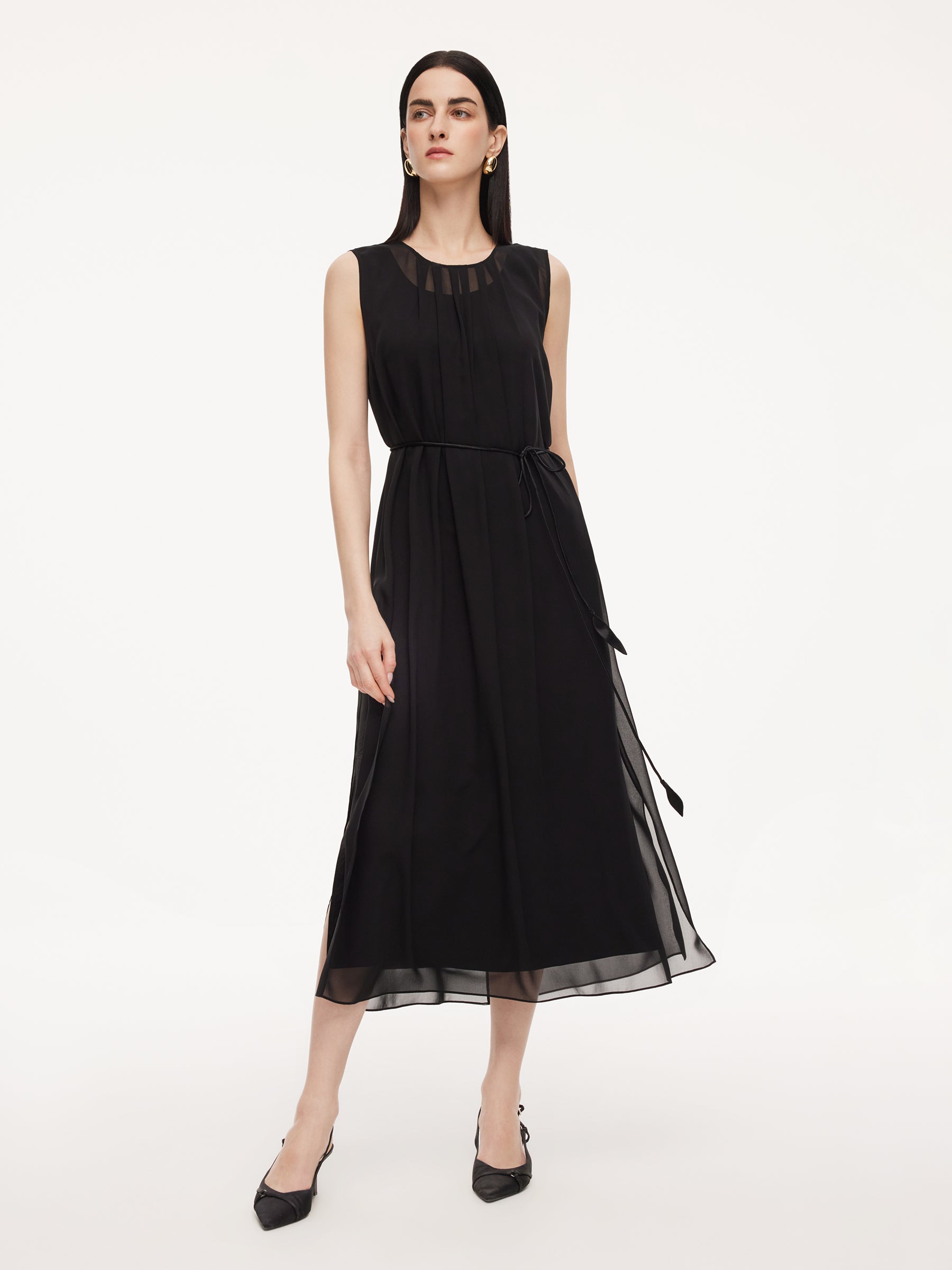 [Preview] 10MM Mulberry Silk Sleeveless Dress And 100% Acetate Sleeveless Dress Two-Piece Set GOELIA