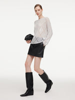 PU Leather A-Line Women Skirt With Belt GOELIA