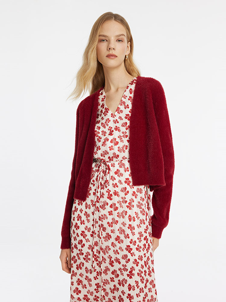 Printed Dress And Knitted Cardigan Two-Piece Set GOELIA