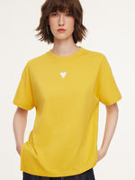 Asymmetrical Hem Heart Decorated Women T-Shirt GOELIA