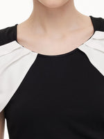 Color Block Cold Shoulder Women Patchwork Side Slit Knit Midi Dress GOELIA
