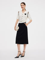 V-Neck Cut-Out Knitted Top And Half Skirt Two-Piece Set GOELIA
