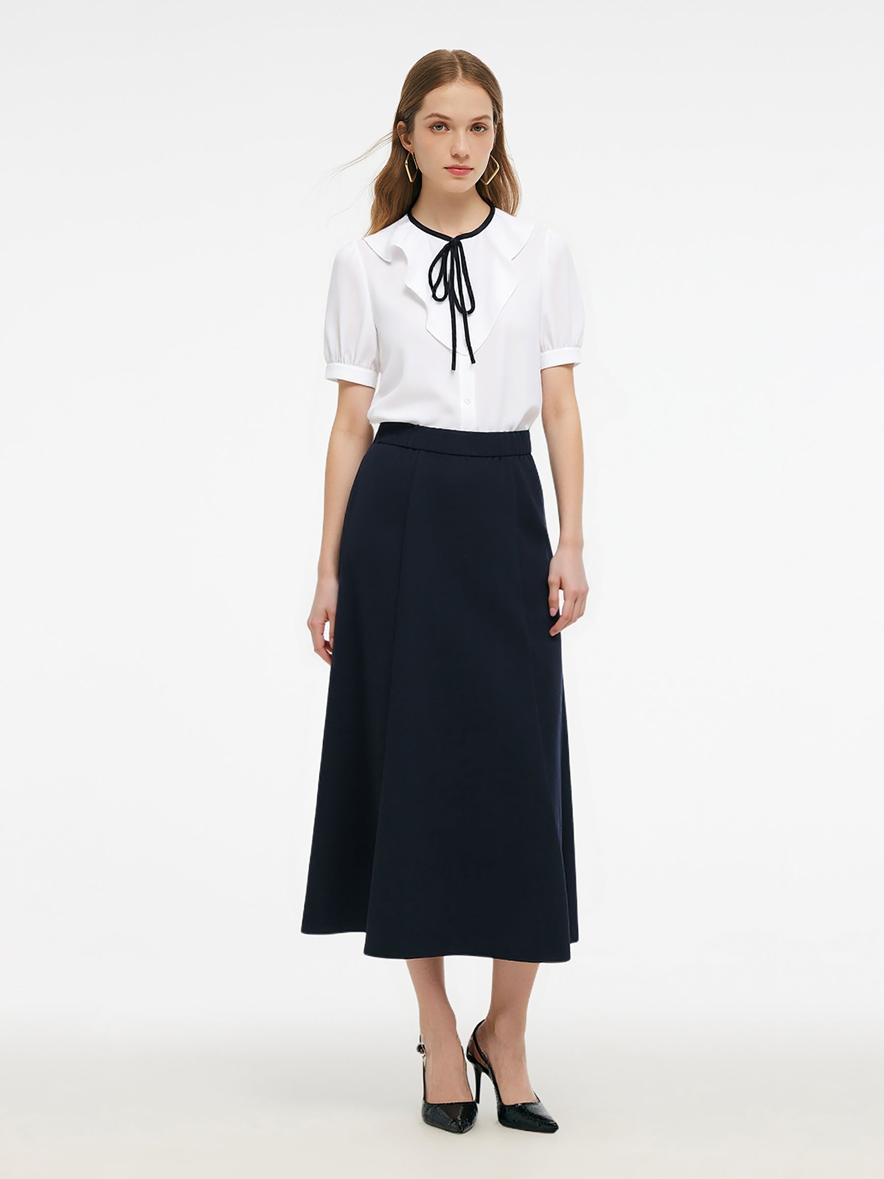 Acetate Blend Shirt And Mermaid Skirt Two-Piece Set GOELIA