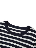 Lyocell Blend Stripe Round Neck Women Knit Top GOELIA