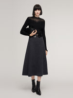 100% Wool A-Line Women Flared Skirt GOELIA