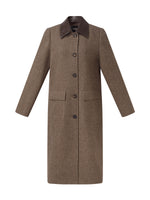 100% Washable Wool Leather Collar Women Coat GOELIA