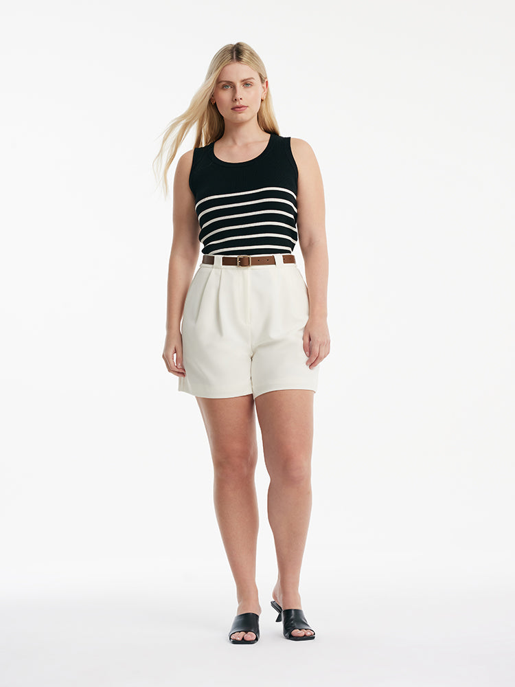 Acetate Cotton Knitted Striped Tank Top GOELIA