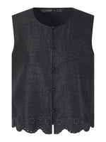 18MM Gambiered Canton Gauze Women Embroidered Hem Vest GOELIA