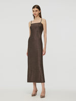 Glitter Women Party Slip Maxi Dress With Detachable Spaghetti Strap GOELIA