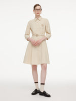 Cotton Letter Embroidered Women Belted Midi Shirt Dress With Detachable Sailor Collar GOELIA