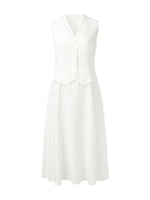 100% Acetate Faux Two-Piece Women Vest Maxi Dress GOELIA