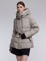 [Preview] Hooded Goose Down Jacket With Belt GOELIA