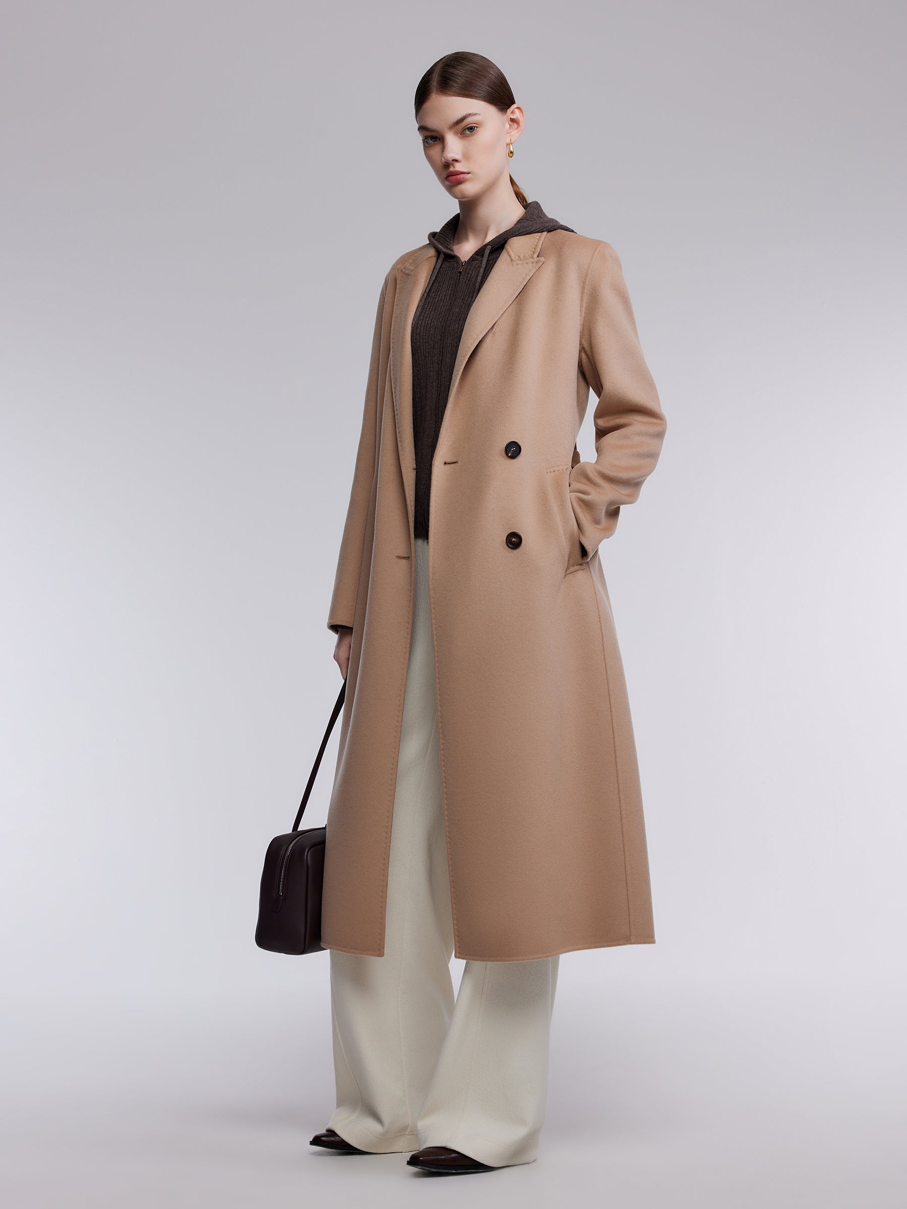 [Preview] Wool Silk Blend Women Wrap Overcoat GOELIA