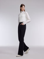 Jacquard Ruffle Collar Women Knit Shirt With Camisole GOELIA