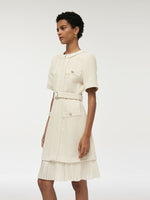 Wool Blend Tweed Women Mini Dress With Belt GOELIA