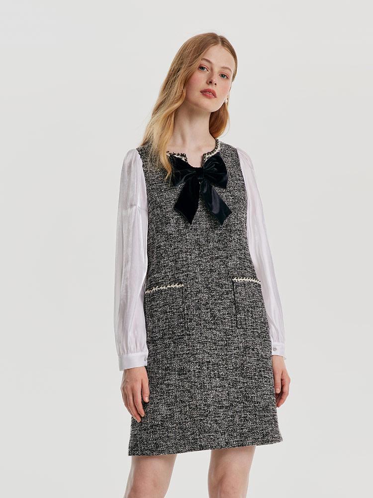 Elegant Mini Dress With Detachable Bowknot GOELIA
