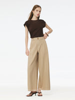 Stretch Asymmetric Hem Women Drawstring Cap Sleeve Knit Top GOELIA