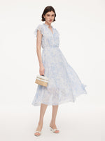 10MM Mulberry Silk Floral Print Women Maxi Dress GOELIA