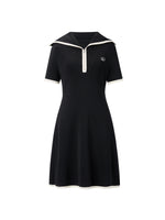 Lyocell Blend Contrast Trim Half-Zip Women Knit Mini Dress GOELIA
