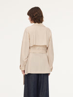 Worsted Wool Blend Women Mid Length Wrap Trench Coat GOELIA