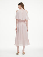 Smoky Pink Halter Neck Women Maxi Dress GOELIA