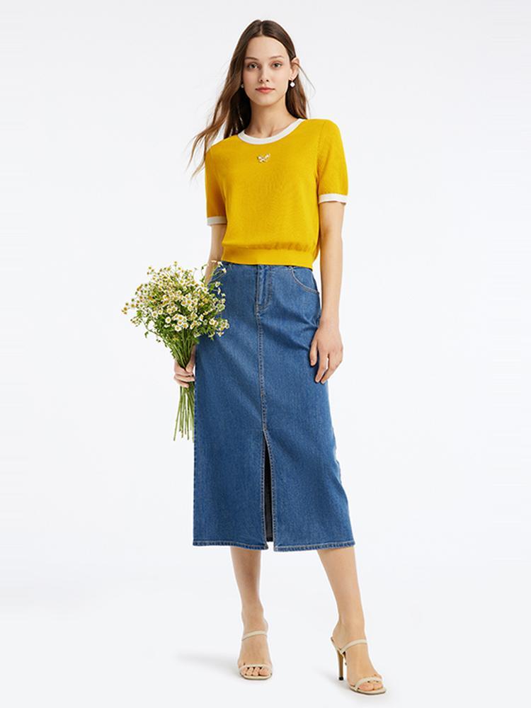 Round Neck Mulberry Silk Top GOELIA