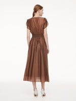 Tencel Blend Twist Front V-Neck Women Maxi Dress GOELIA