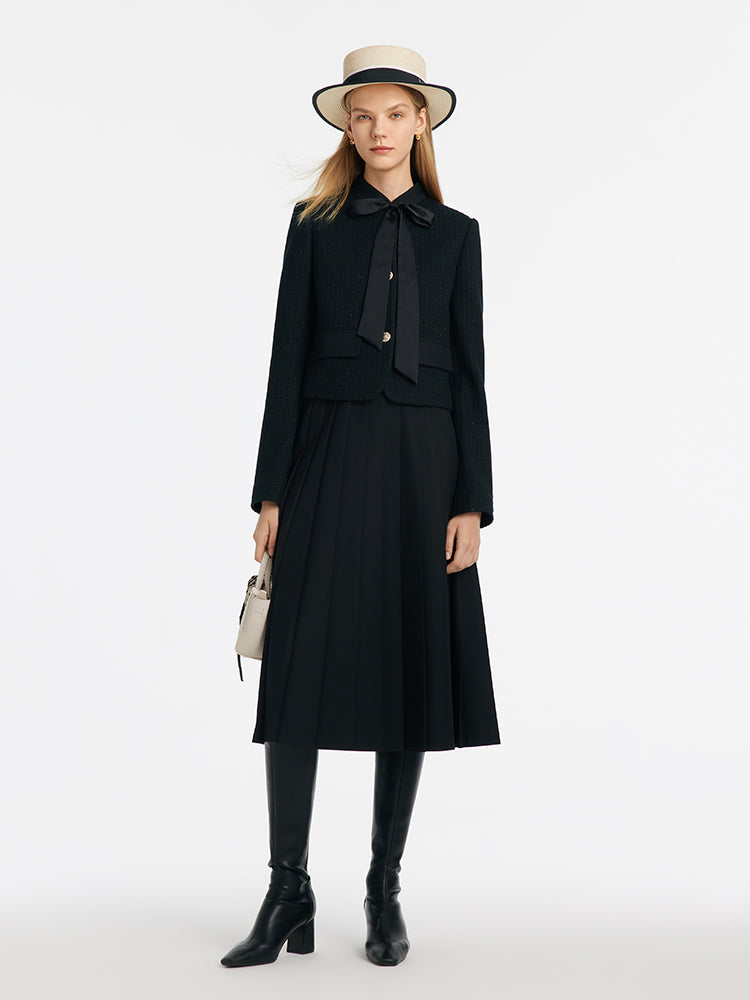 Crop Jacket With Flaps And Half Skirt Two-Piece Suit GOELIA