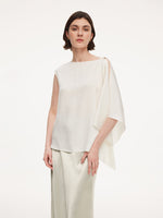 22MM Mulberry Silk Women Asymmetric Draped Blouse GOELIA