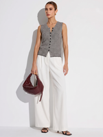 Cotton Blend Black And White Stripe Women Knit Vest GOELIA