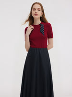 Tencel Blend Burgundy Women Knit Top GOELIA