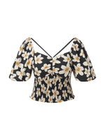 Cotton Stretch Floral Print Women Smocked Top GOELIA