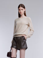 [Preview] 100% Cashmere Embroidered Crew Neck Women Sweater GOELIA