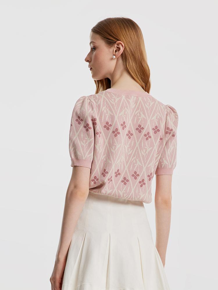 Tencel And Woolen Jacquard Knit Top GOELIA