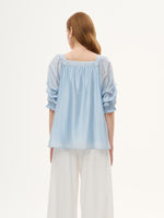 Tencel Blend Embroidered Square Neck Women Blouse GOELIA