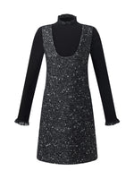Wool Blend Sleeveless Mini Dress And Mock Neck Knit Top Two-Piece Set GOELIA