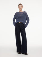 Cashmere Mulberry Silk Blend Boat Neck Women Knit Top GOELIA