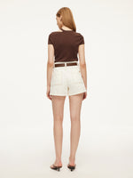 100% Cotton Denim Women Slim Fit Shorts With Belt GOELIA