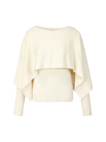 Tencel Wool Blend Women Knit Top With Pullover Cape GOELIA