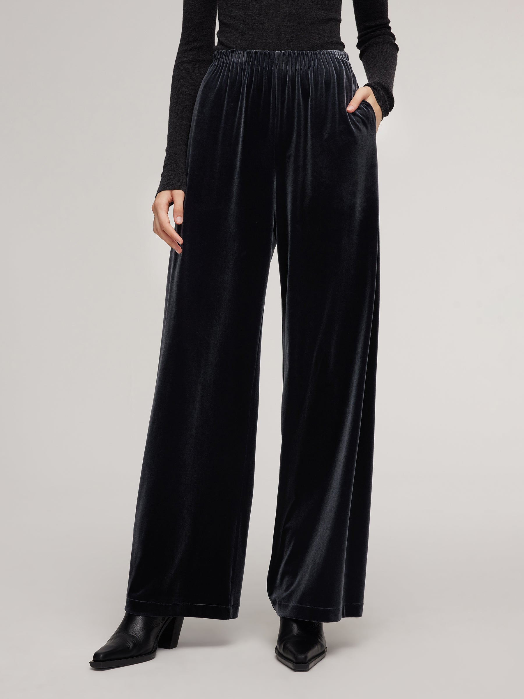 Velvet Straight Wide Leg Women Pants GOELIA