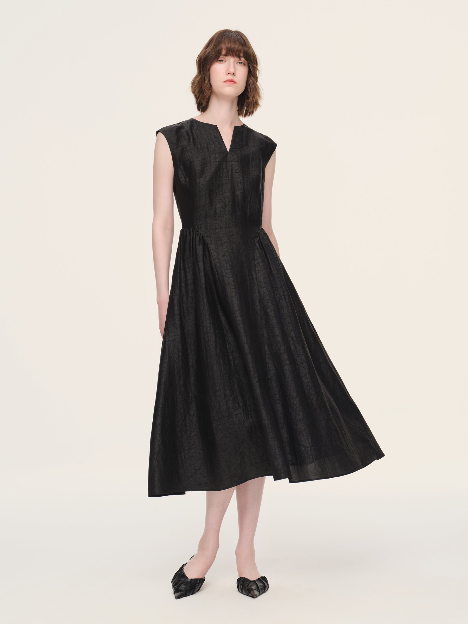 18MM Gambiered Canton Gauze Women Cap Sleeve Maxi Dress GOELIA