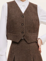 100% Washable Wool V-Neck Women Vest GOELIA
