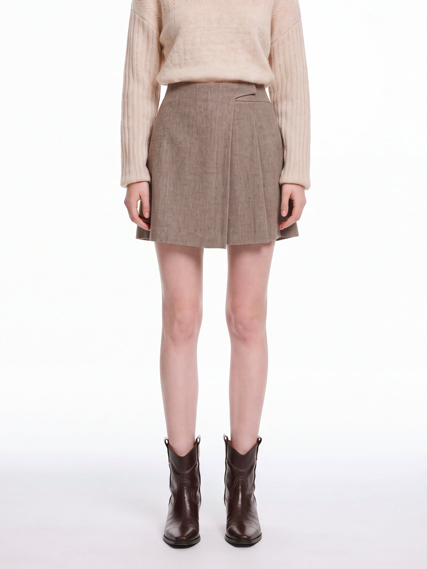 Washable Cashmere Merino Wool Blend Women Skirt GOELIA