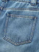 Lyocell Cotton Blend Denim Frayed Hem Women Skirt With Belt GOELIA
