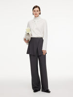 Tailored Straight-Leg Women Pants With Detachable Wrap Skirt GOELIA