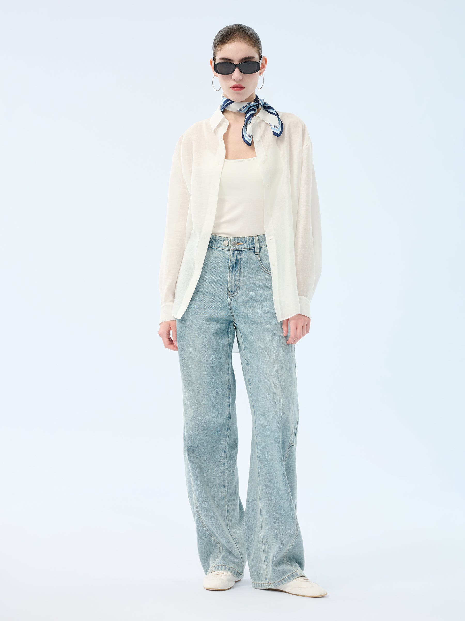 100% Cotton Denim Women Curved Jeans GOELIA
