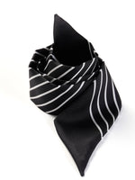 14MM Mulberry Silk Black And White Stripe Women Scarf GOELIA