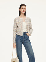 Wool Blend Jacquard Women Cardigan GOELIA